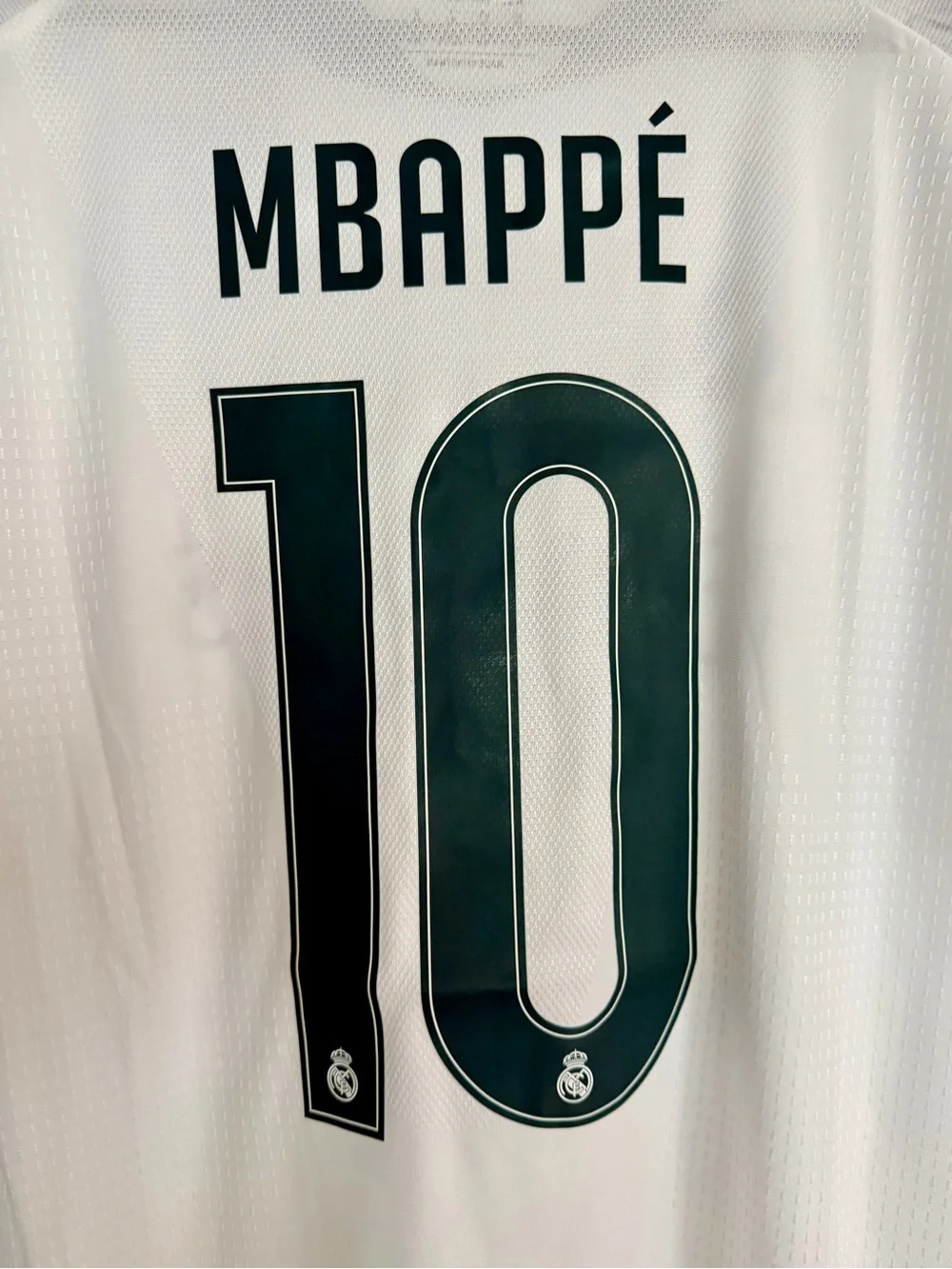 Mbappe Real Madrid White Soccer Jersey with Maroon Stripes player version